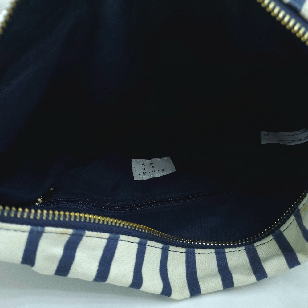 A New Day Navy Striped Canvas Messenger Bag 12”x11” - Picture 4 of 5